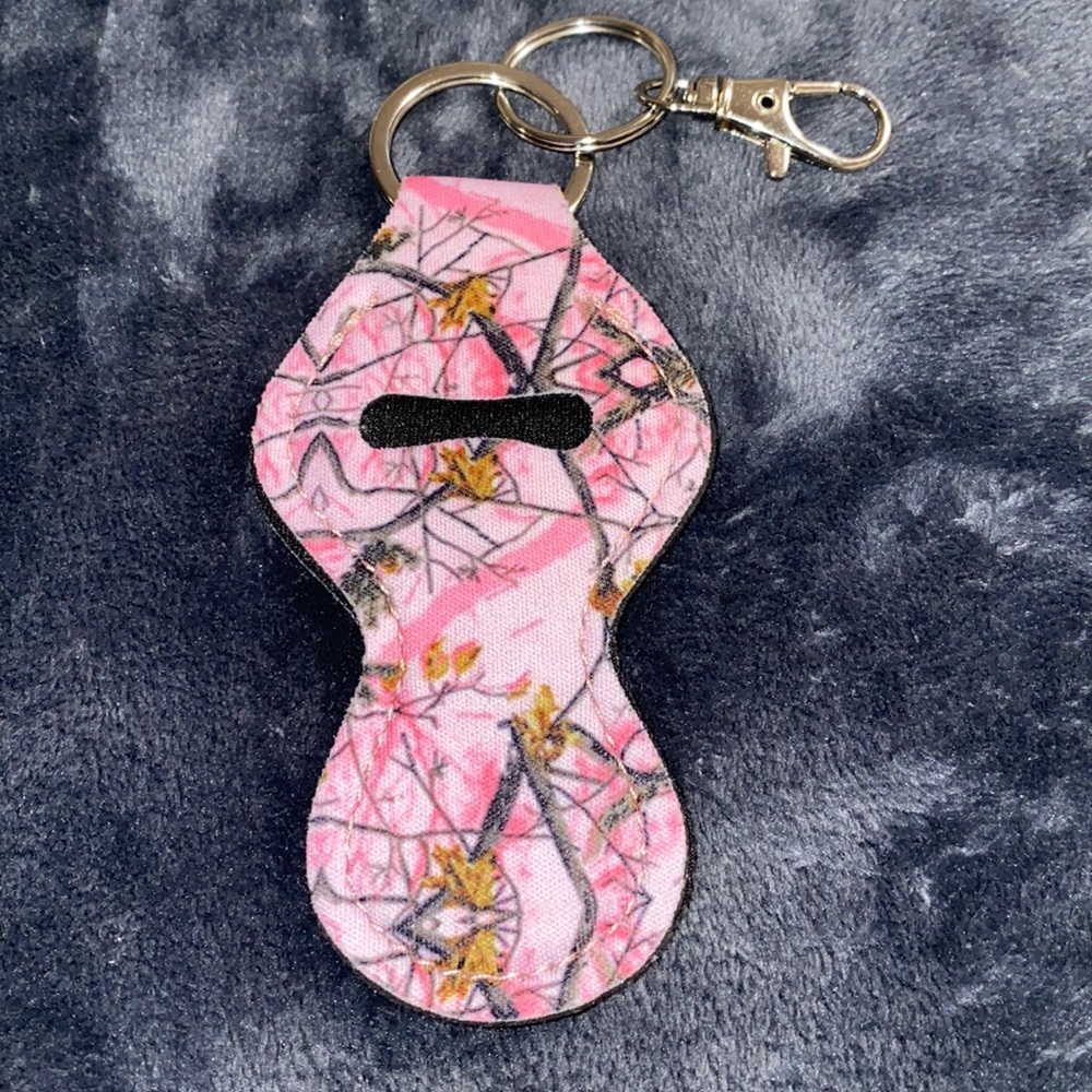 New pink chapstick holder keychain